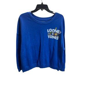 Looney Tunes Blue Graphic Sweatshirt XL Crew Neck Long Sleeve Streetwear Novelty